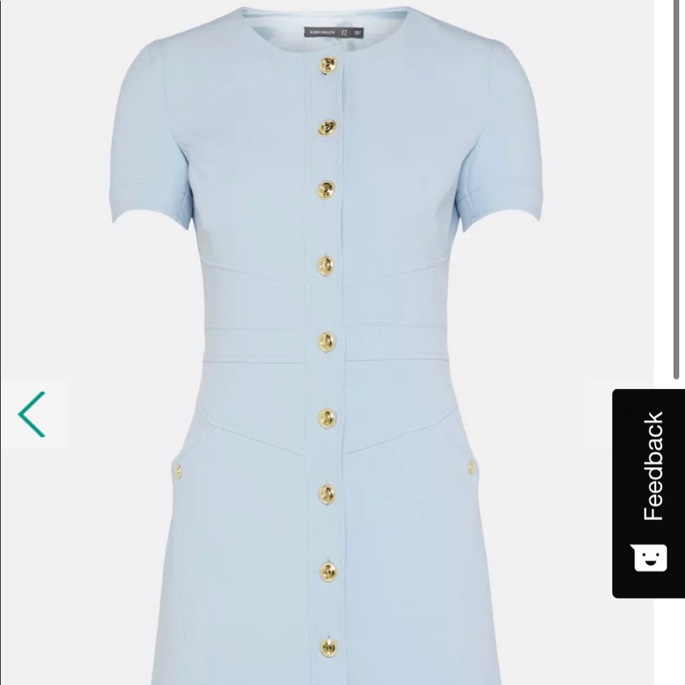Karen Milen sky blue dress, Button A Line, compact dress, Size 6